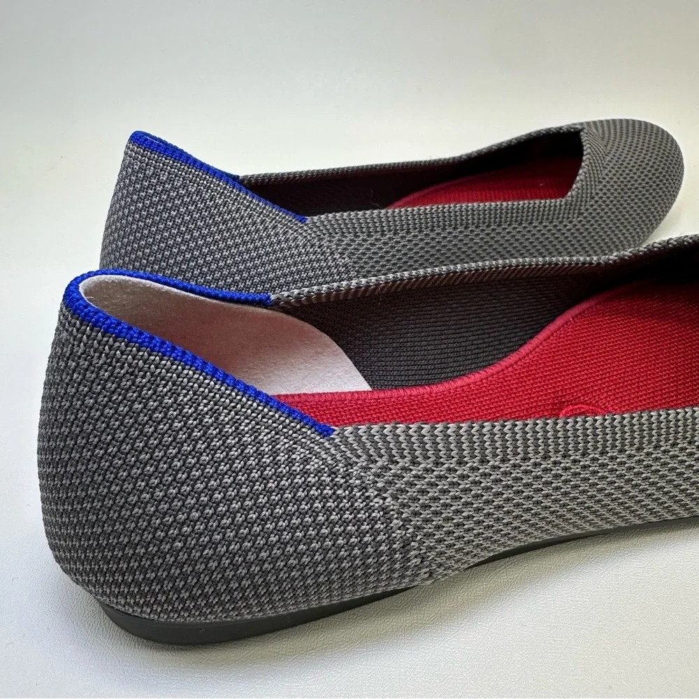 ROTHY'S The Flat Charcoal Knit Fabric Slip On Ballet Flats round toes size W 6.5